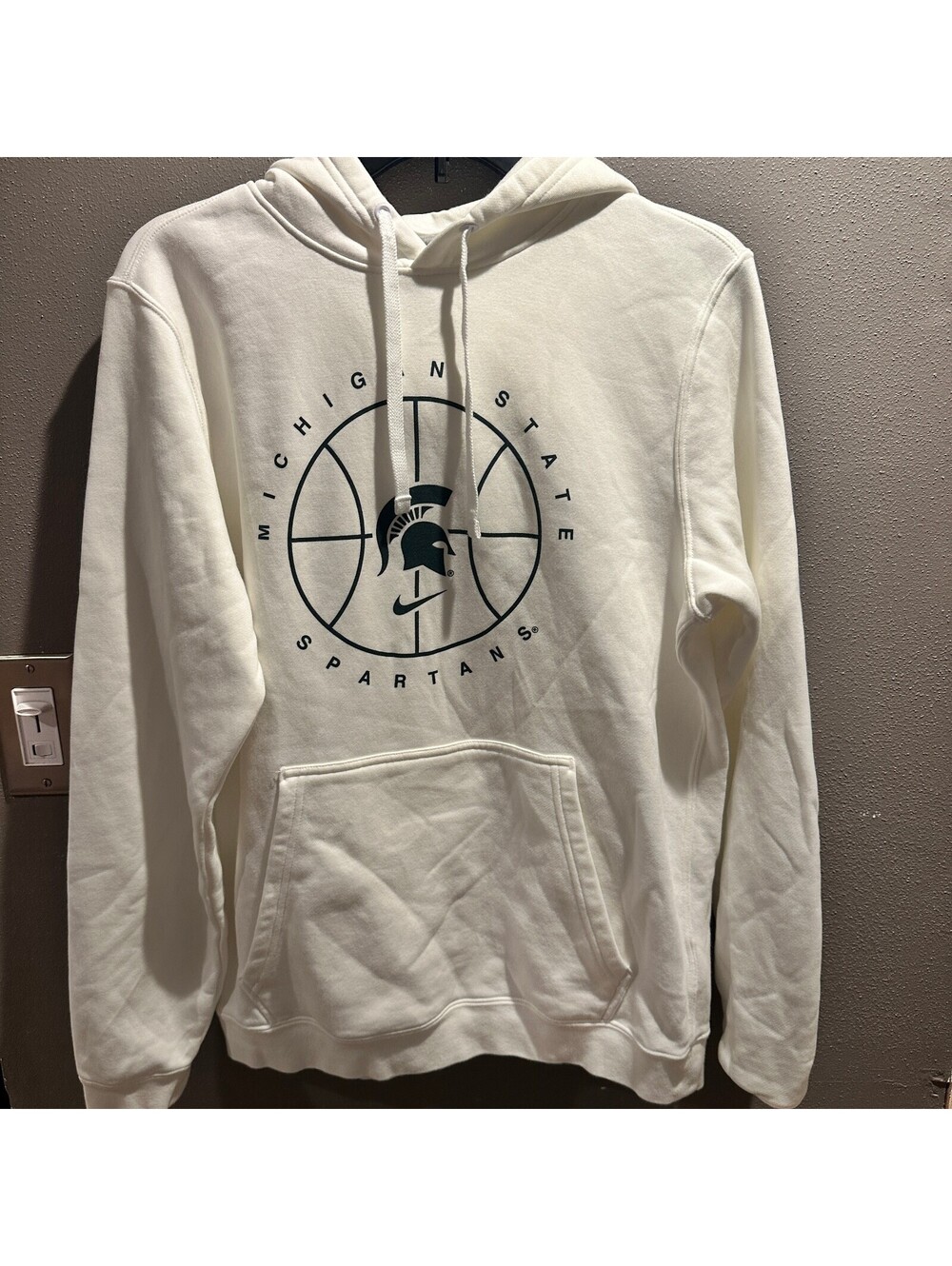 Nike Michigan State Spartans White Basketball Hoodie Sweatshirt Size S